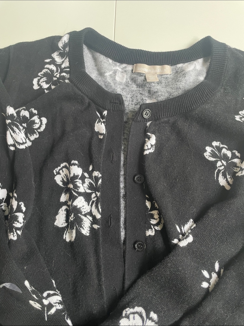 Woman Within Black & Gray Marled Button up - Picture 3 of 3